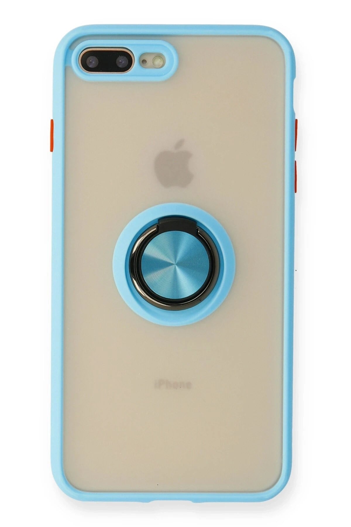 Mey İthalat®  iPhone 7 Plus Kılıf Montreal Yüzüklü Silikon Kapak - Buz Mavi