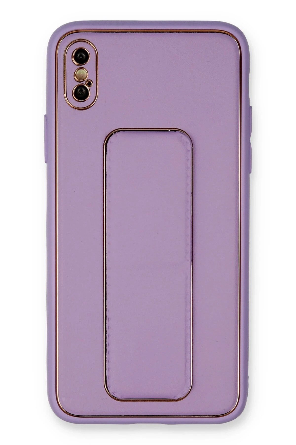 Mey İthalat®  iPhone XS Max Kılıf Coco Deri Standlı Kapak - Koyu Lila
