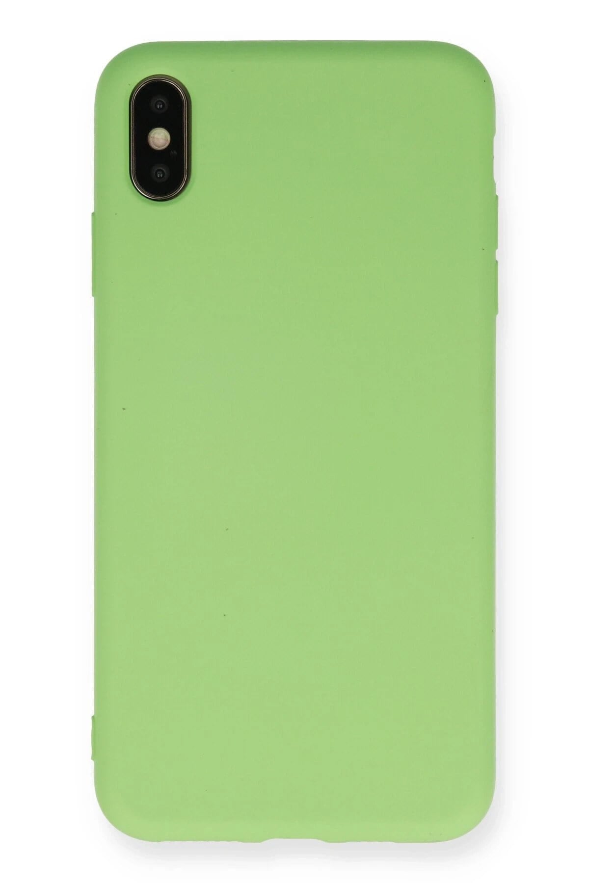Mey İthalat®  iPhone XS Max Kılıf Nano içi Kadife Silikon - Açık Yeşil