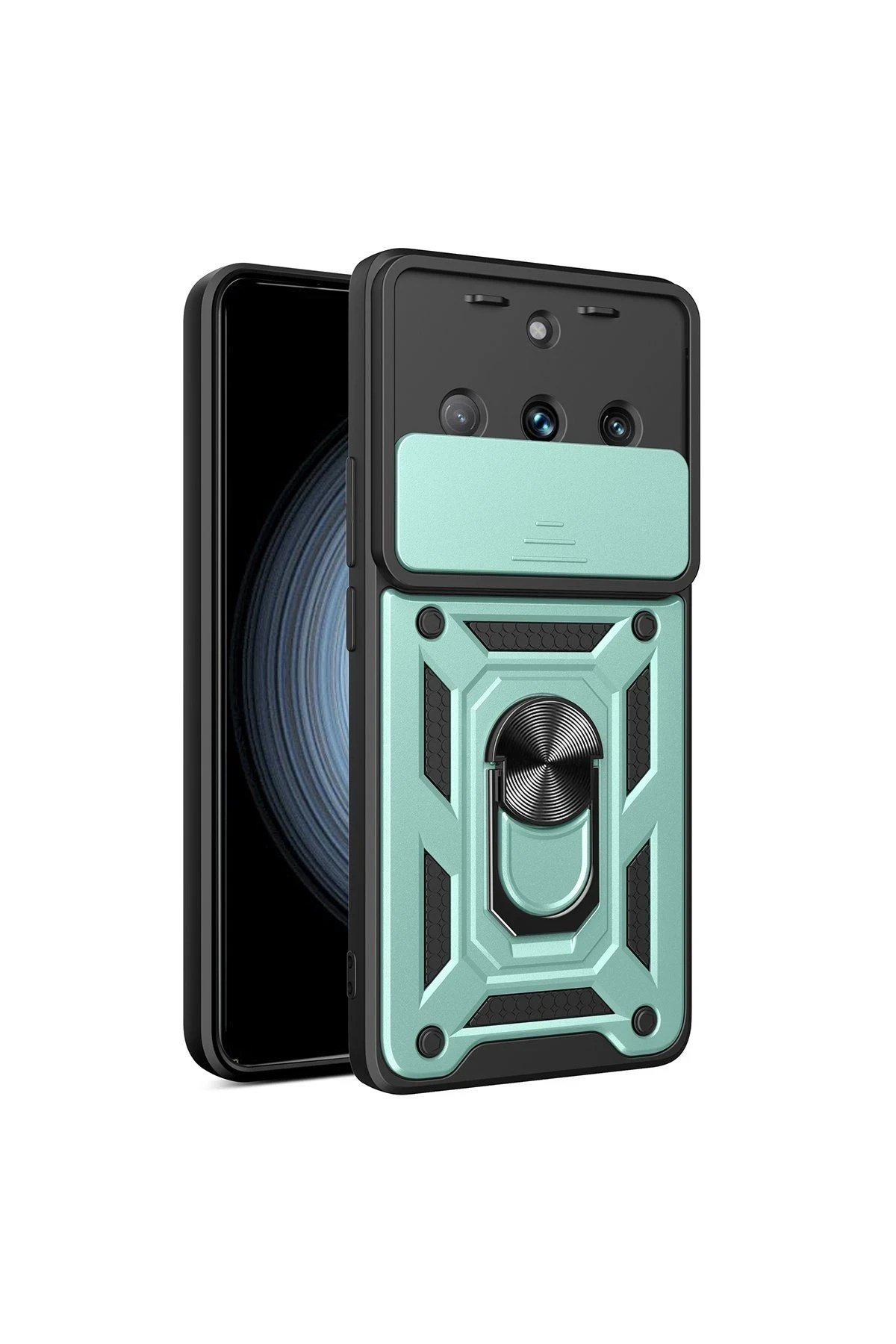 Mey İthalat®  Realme 11 Pro Kılıf Pars Lens Yüzüklü Silikon - Yeşil