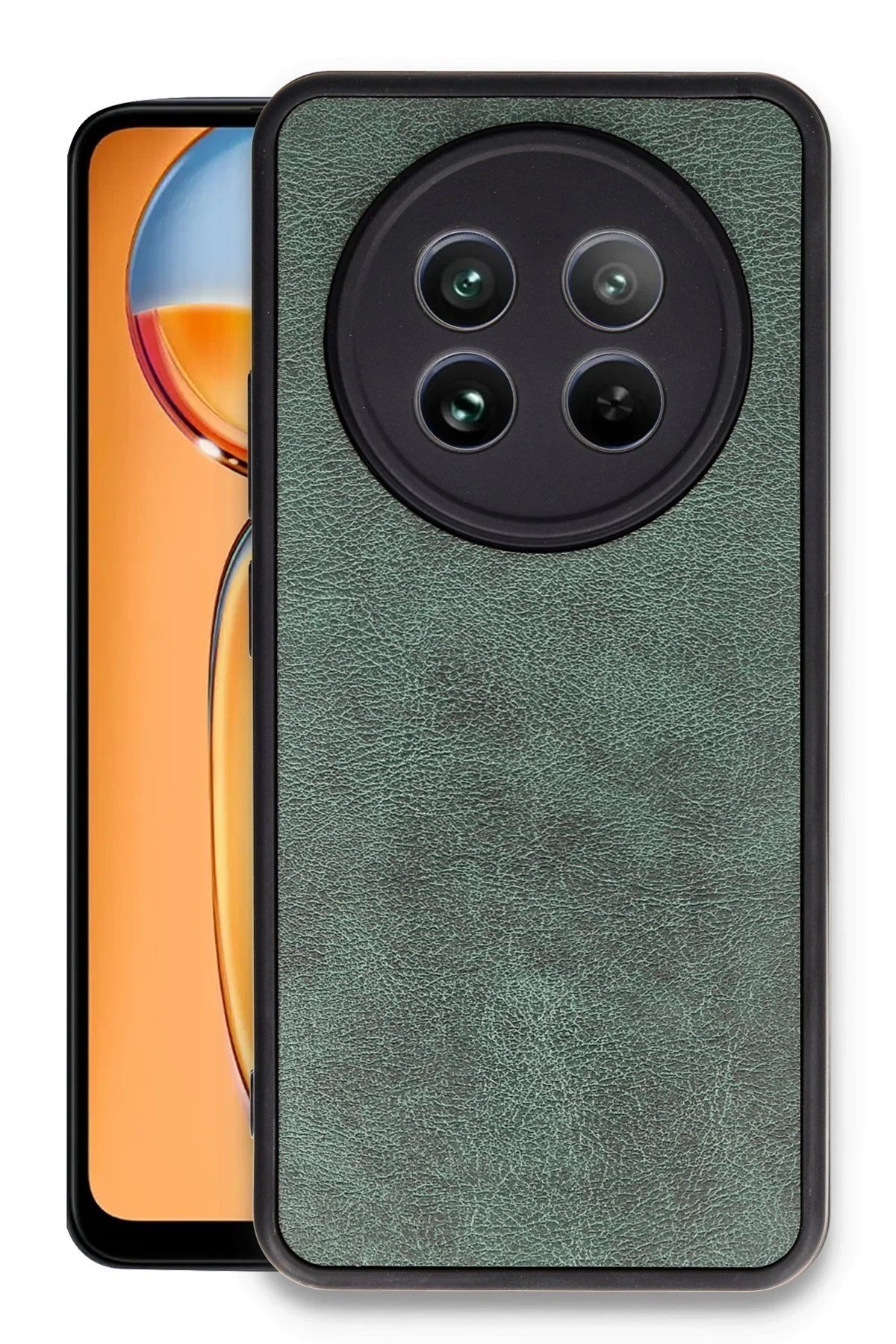 Mey İthalat®  Realme 12 5G Kılıf Aras Deri Kapak - Koyu Yeşil
