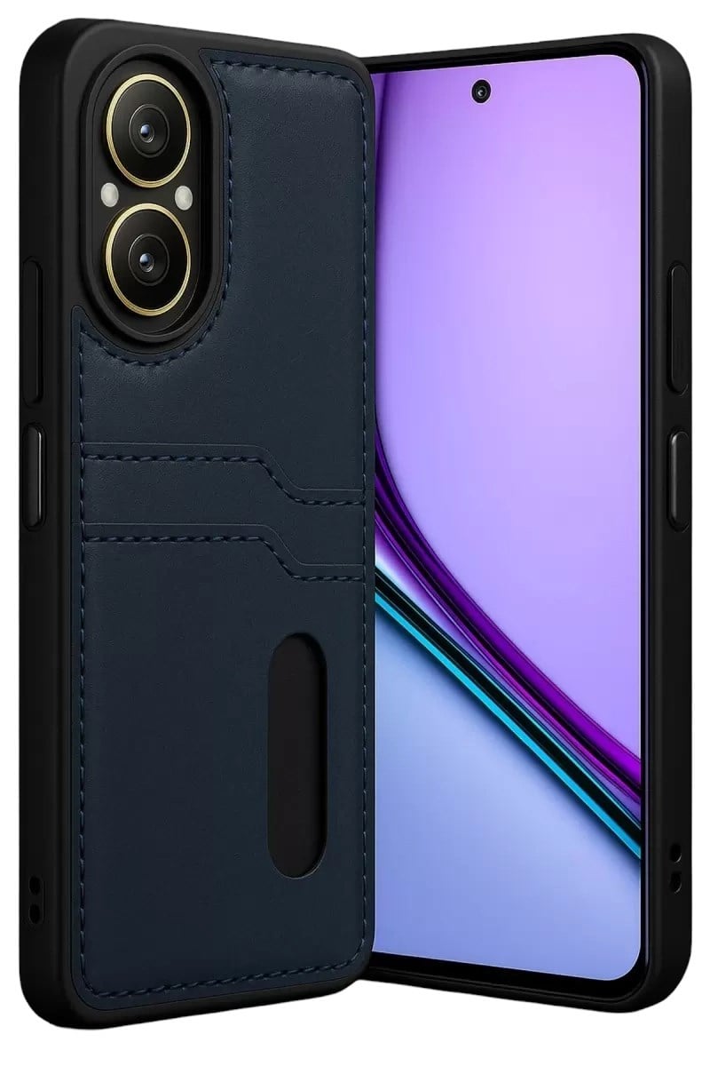Mey İthalat®  Realme 12 Lite Kılıf Sara Kartvizitli Deri Kılıf - Lacivert