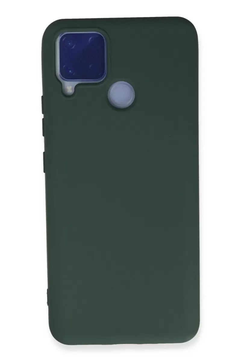 Mey İthalat®  Realme C15 Kılıf Nano içi Kadife Silikon - Koyu Yeşil