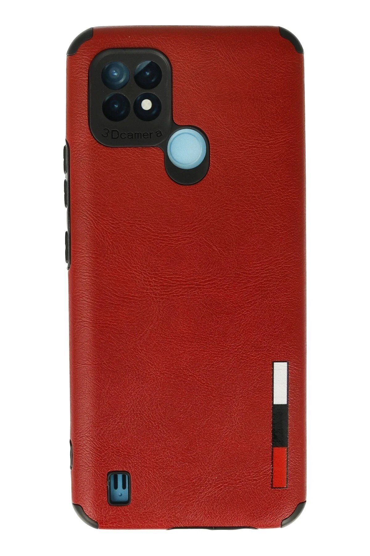Mey İthalat®  Realme C21 Kılıf Loop Deri Silikon - Kırmızı