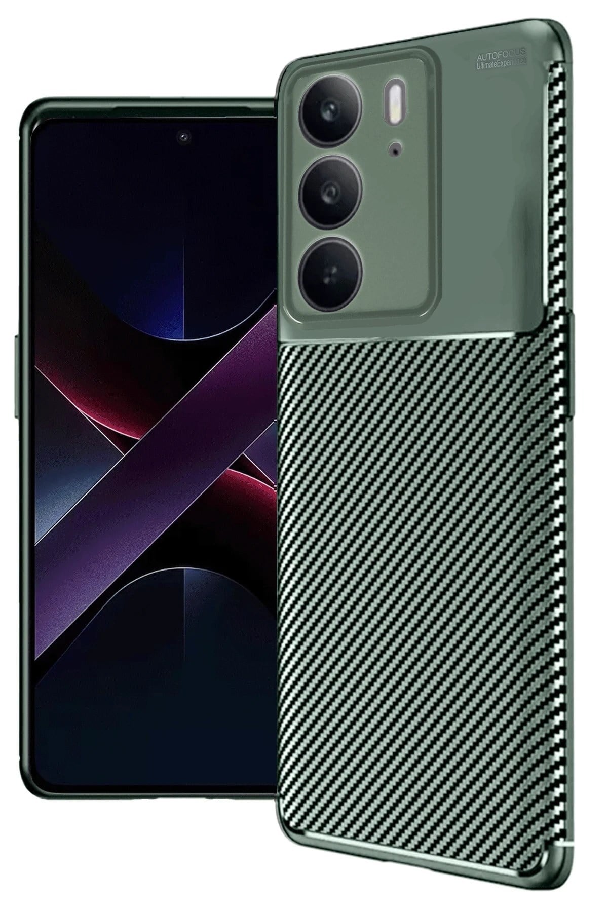 Mey İthalat®  Realme C75 4G Auto Focus Karbon Kapak - Koyu Yeşil