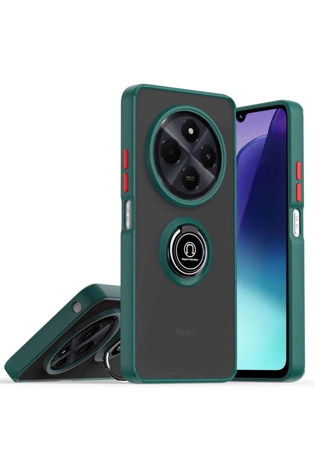 Mey İthalat®  Realme C75 4G Kılıf Montreal Yüzüklü Silikon Kapak - Yeşil