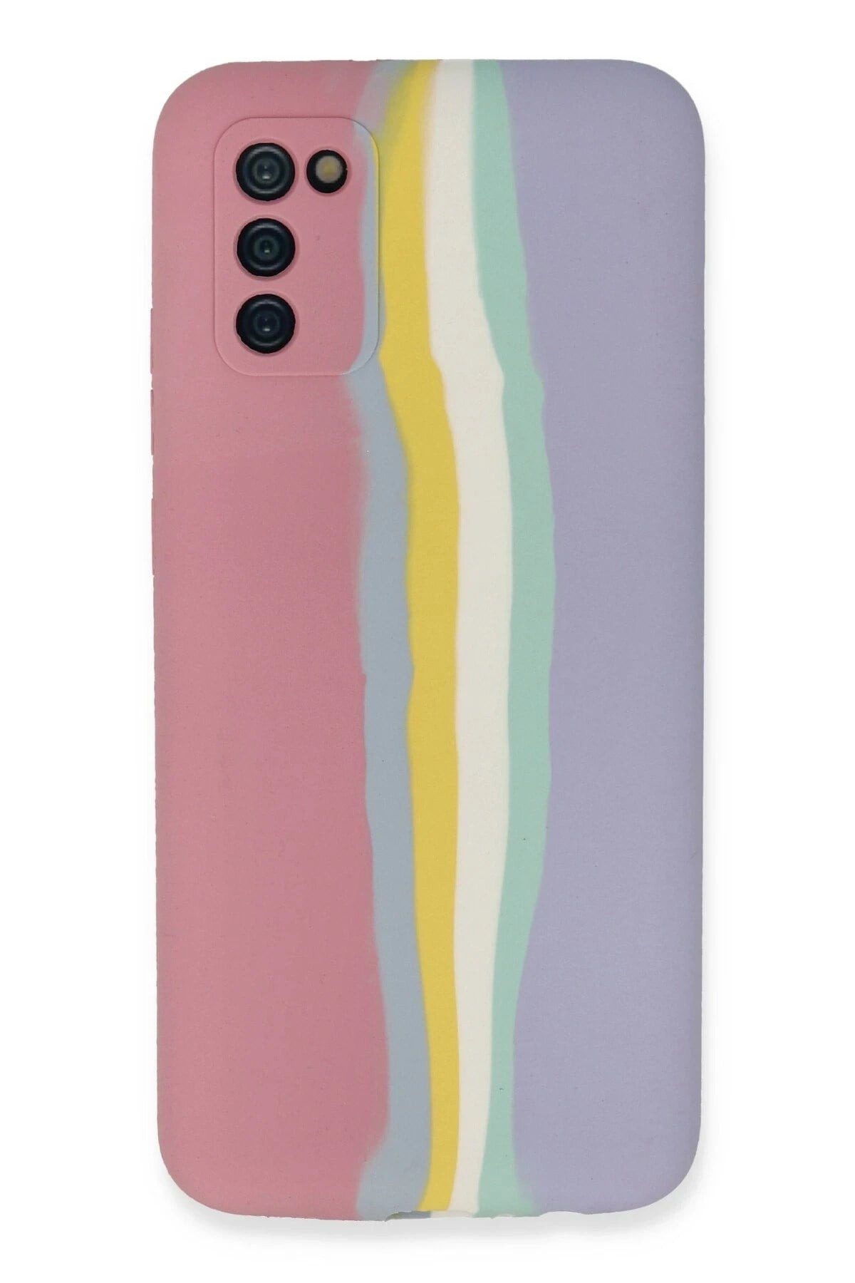 Mey İthalat®  Samsung Galaxy A03S Kılıf Ebruli Lansman Silikon - Pembe-Lila
