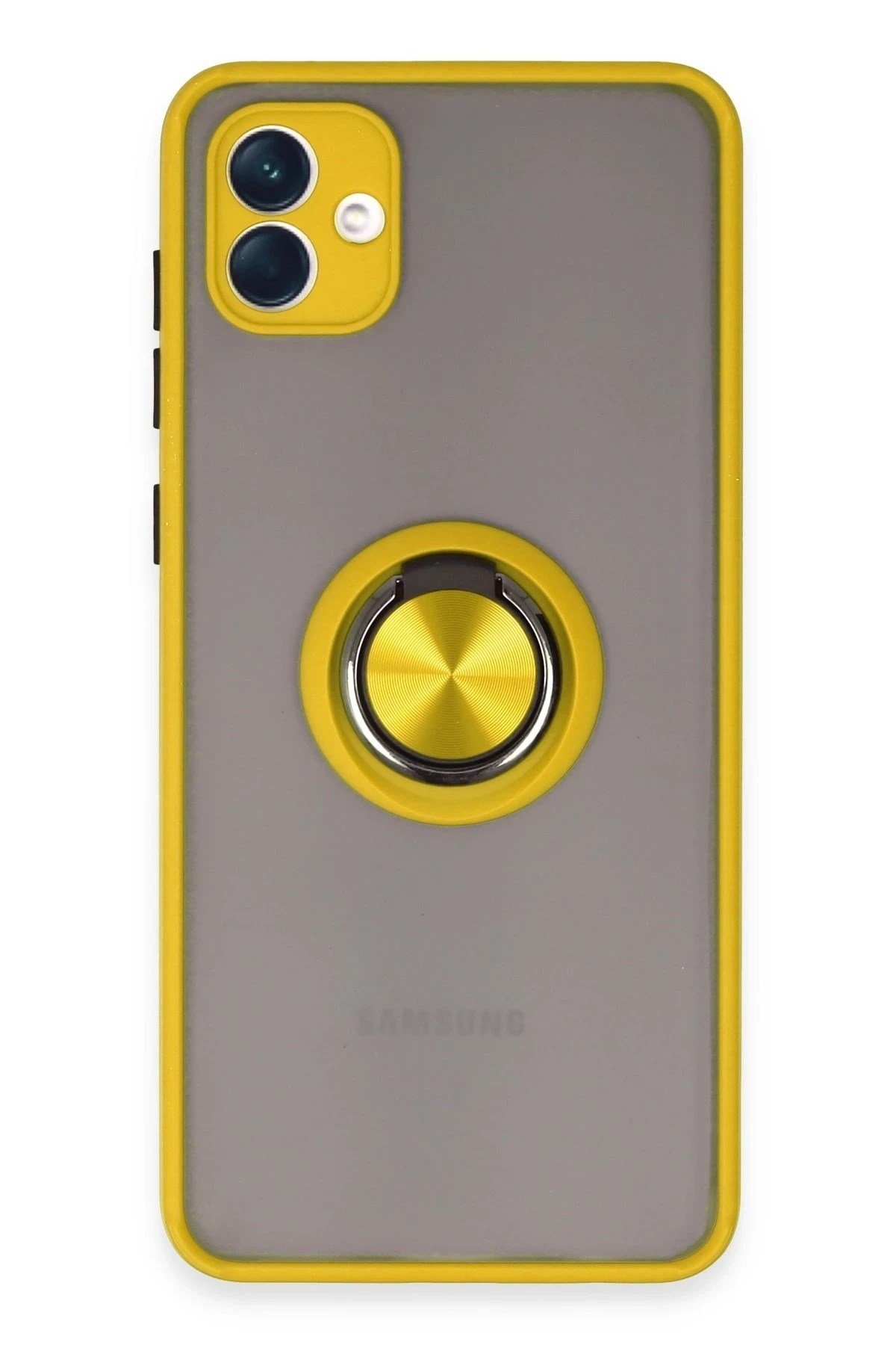 Mey İthalat®  Samsung Galaxy A04 Kılıf Montreal Yüzüklü Silikon Kapak - Sarı