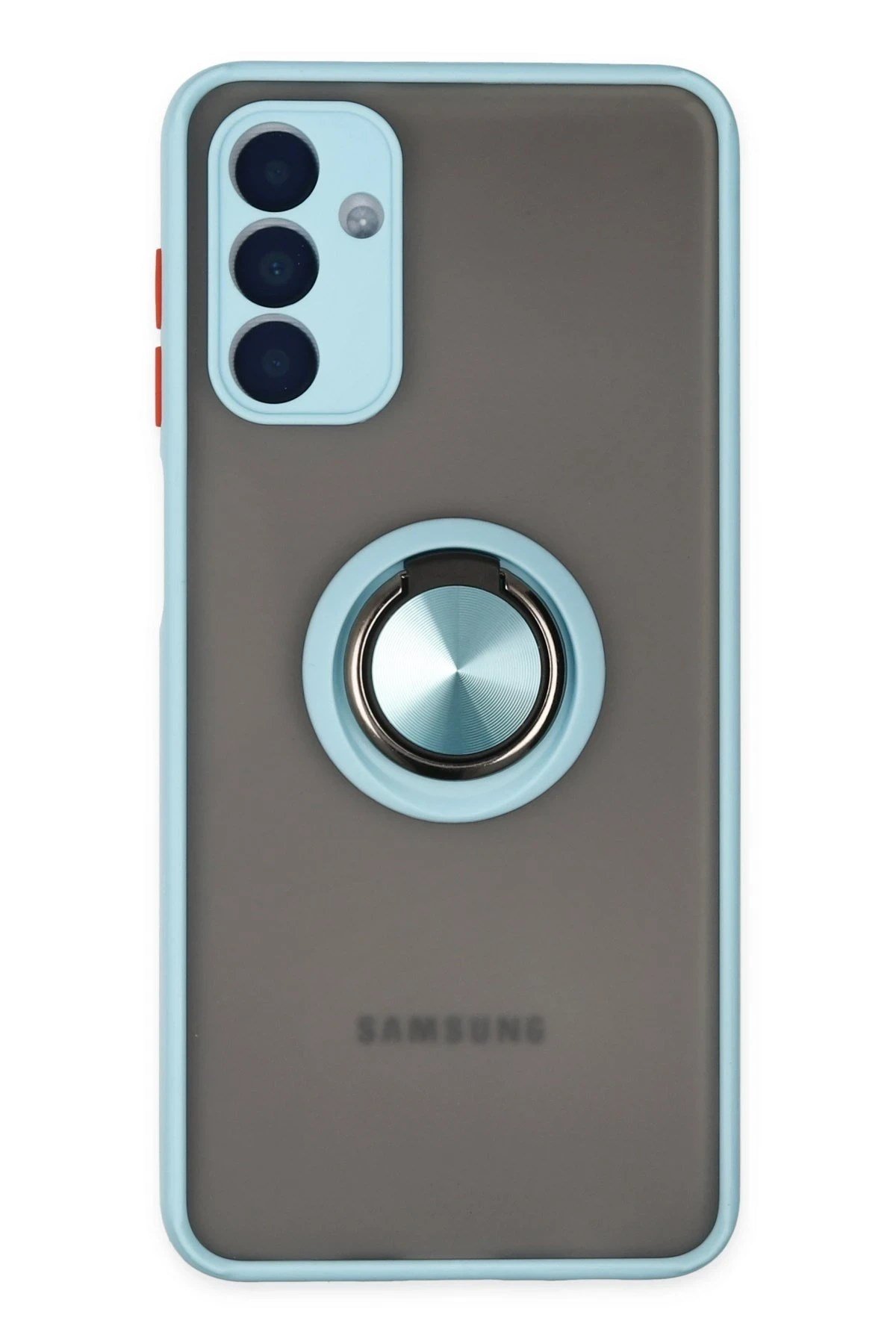 Mey İthalat®  Samsung Galaxy A04S Kılıf Montreal Yüzüklü Silikon Kapak - Buz Mavi