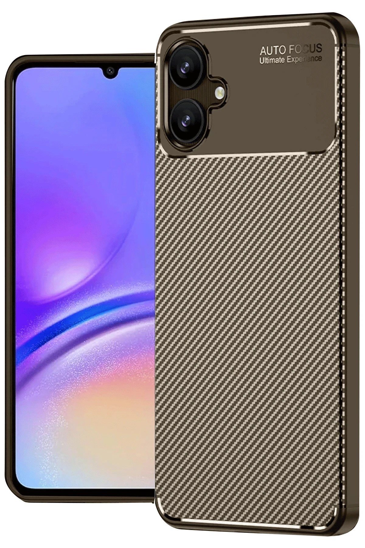 Mey İthalat®  Samsung Galaxy A06 Kılıf Auto Focus Karbon Kapak - Kahverengi