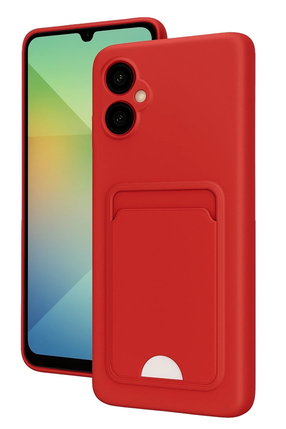 Mey İthalat®  Samsung Galaxy A06 Kılıf Kelvin Kartvizitli Silikon - Kırmızı