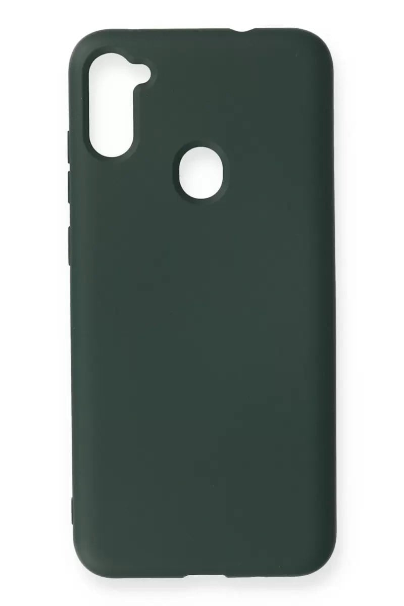 Mey İthalat®  Samsung Galaxy A11 Kılıf Nano içi Kadife Silikon - Koyu Yeşil