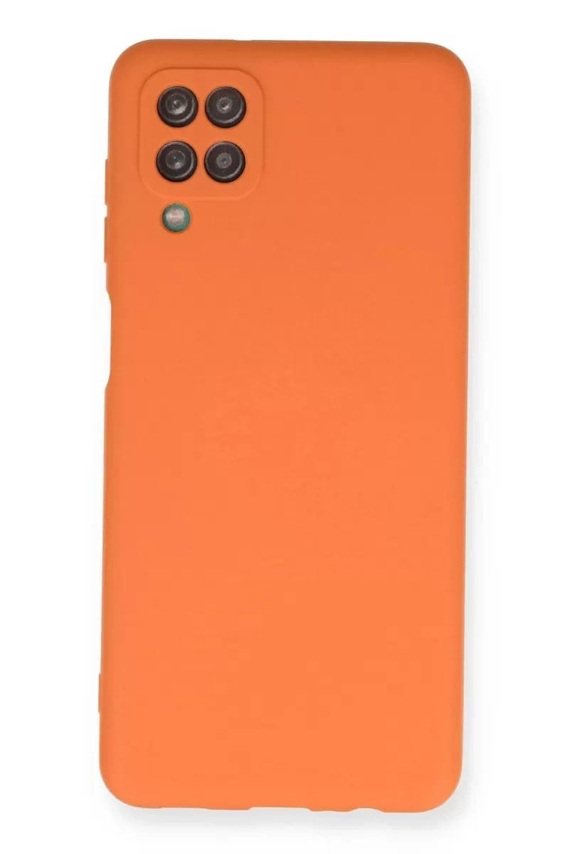 Mey İthalat®  Samsung Galaxy A12 Kılıf Nano içi Kadife Silikon - Turuncu