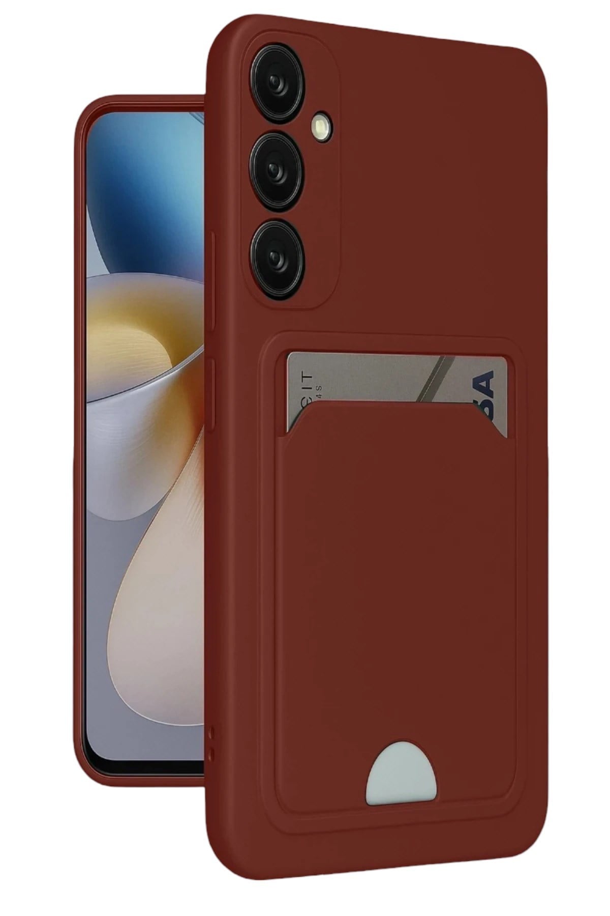 Mey İthalat®  Samsung Galaxy A16 5G Kılıf Kelvin Kartvizitli Silikon - Bordo