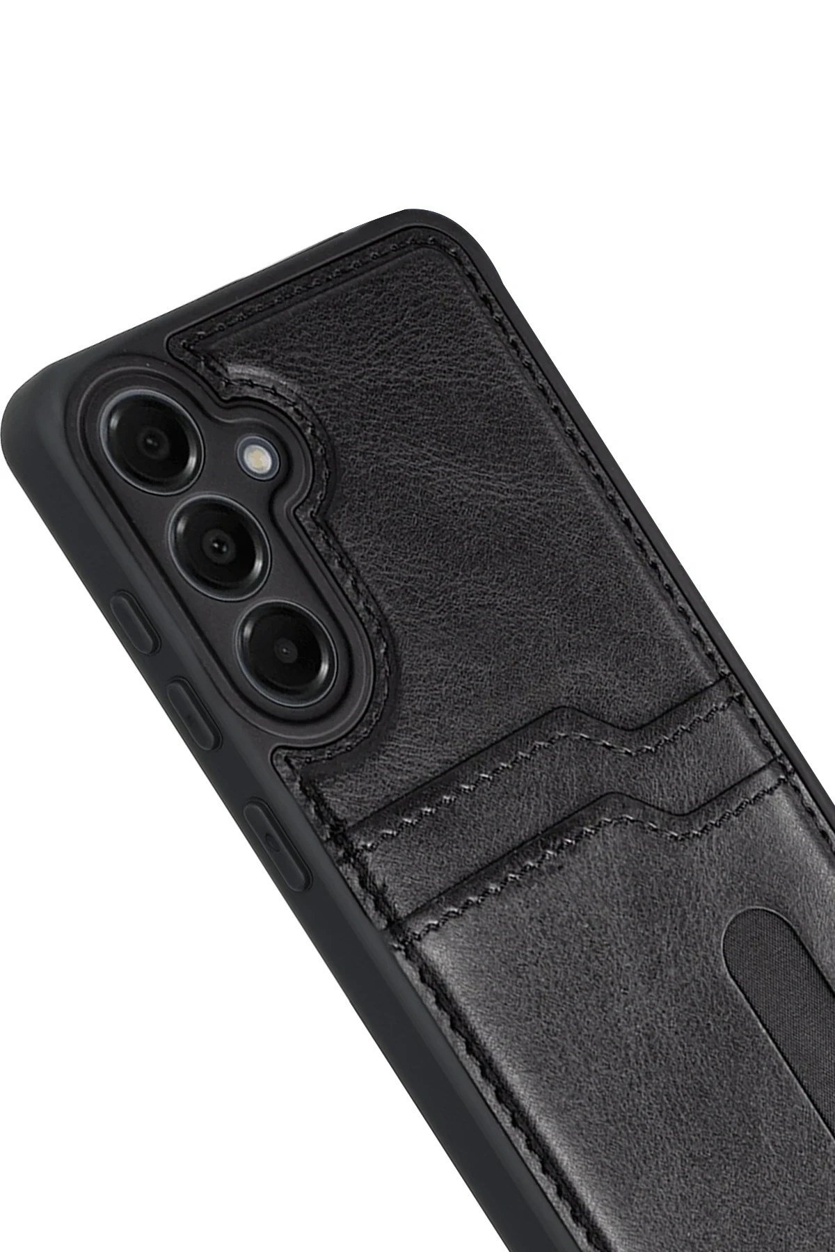 Mey İthalat®  Samsung Galaxy A17 5G Sara Kartvizitli Deri Kılıf - Siyah