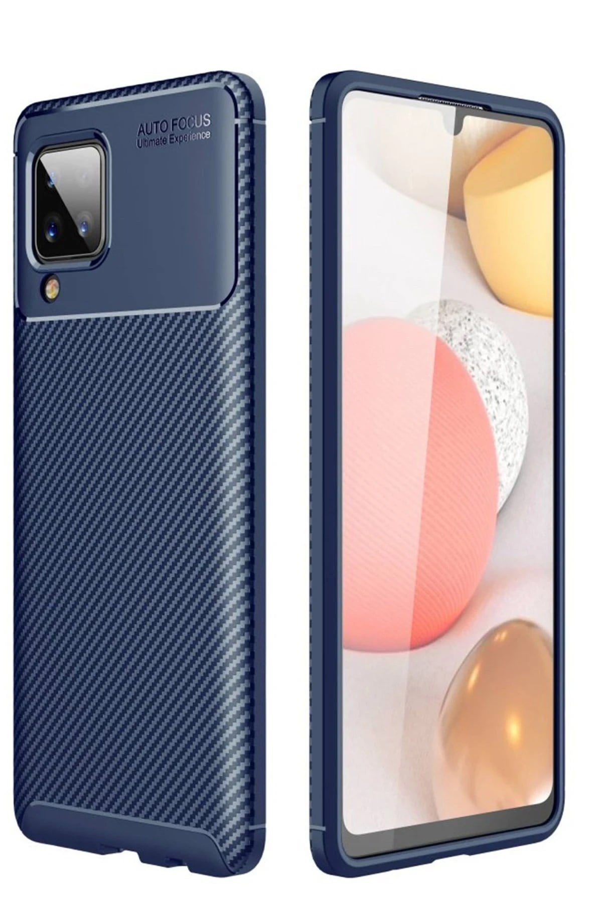 Mey İthalat®  Samsung Galaxy A22 Kılıf Auto Focus Karbon Kapak - Lacivert