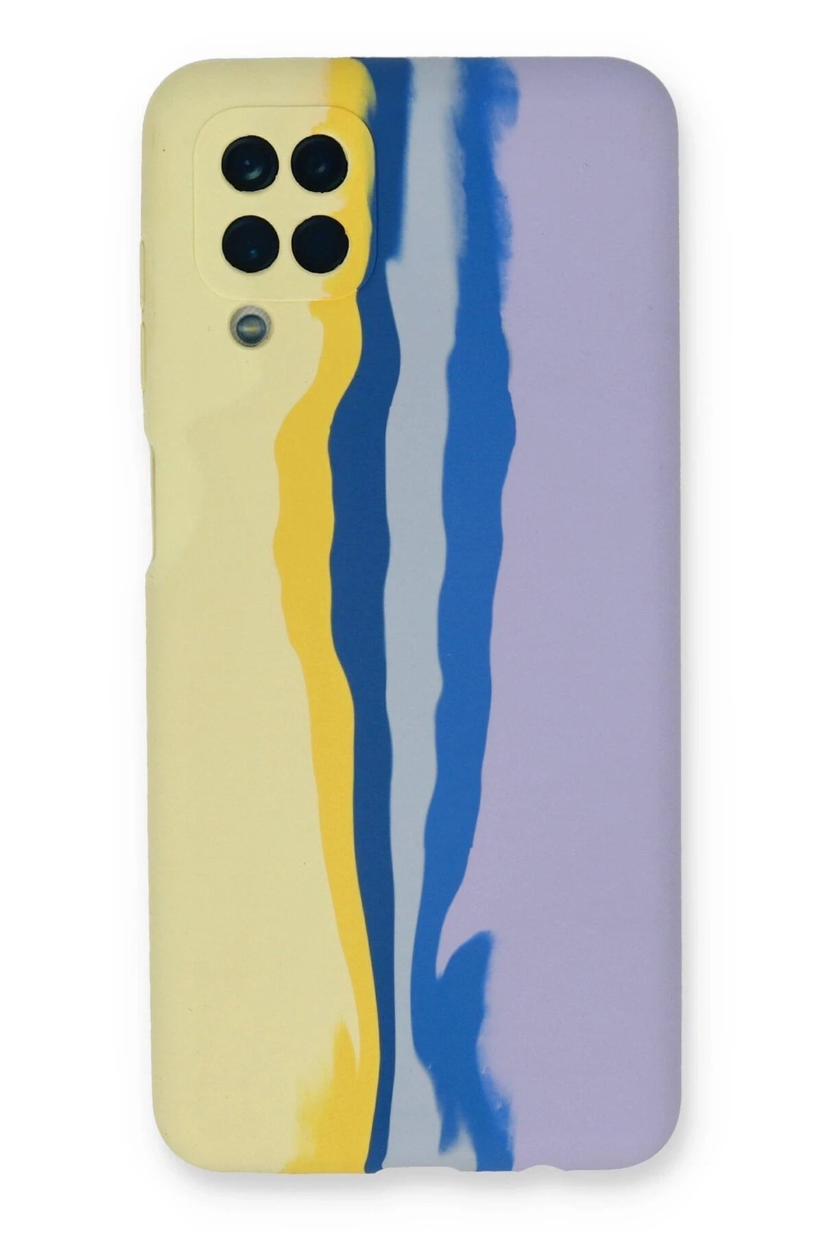 Mey İthalat®  Samsung Galaxy A22 Kılıf Ebruli Lansman Silikon - Sarı-Lila