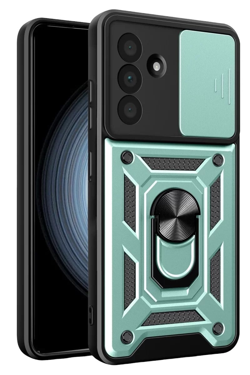 Mey İthalat®  Samsung Galaxy A37 5G Pars Lens Yüzüklü Silikon - Yeşil