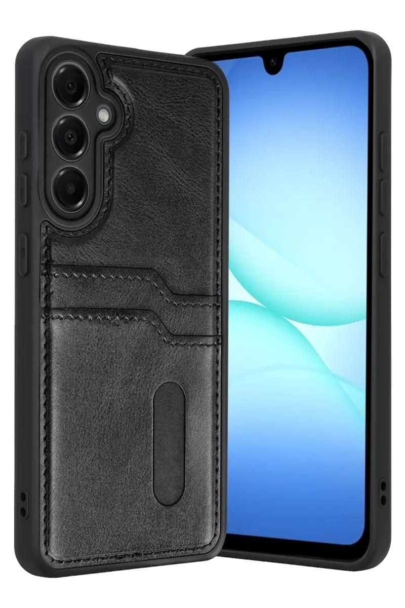Mey İthalat®  Samsung Galaxy A37 5G Sara Kartvizitli Deri Kılıf - Siyah