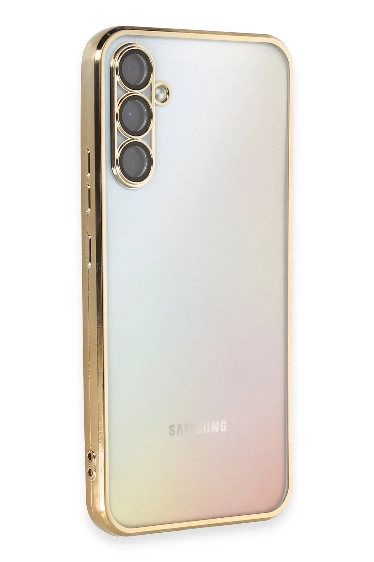 Mey İthalat®  Samsung Galaxy A54 5G Kılıf  Lensli Silikon - Gold