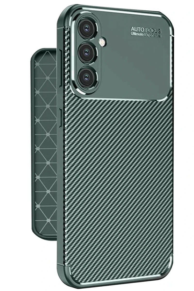 Mey İthalat®  Samsung Galaxy A56 Kılıf Auto Focus Karbon Kapak - Koyu Yeşil