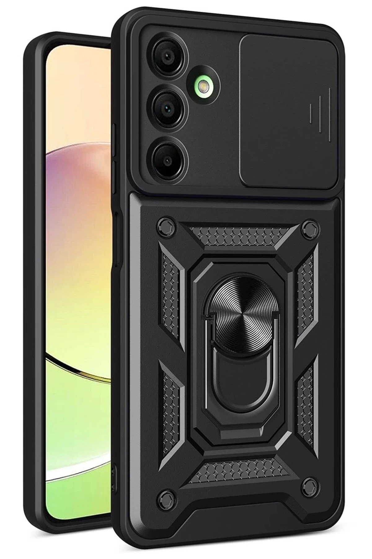 Mey İthalat®  Samsung Galaxy A56 Kılıf Pars Lens Yüzüklü Silikon - Siyah
