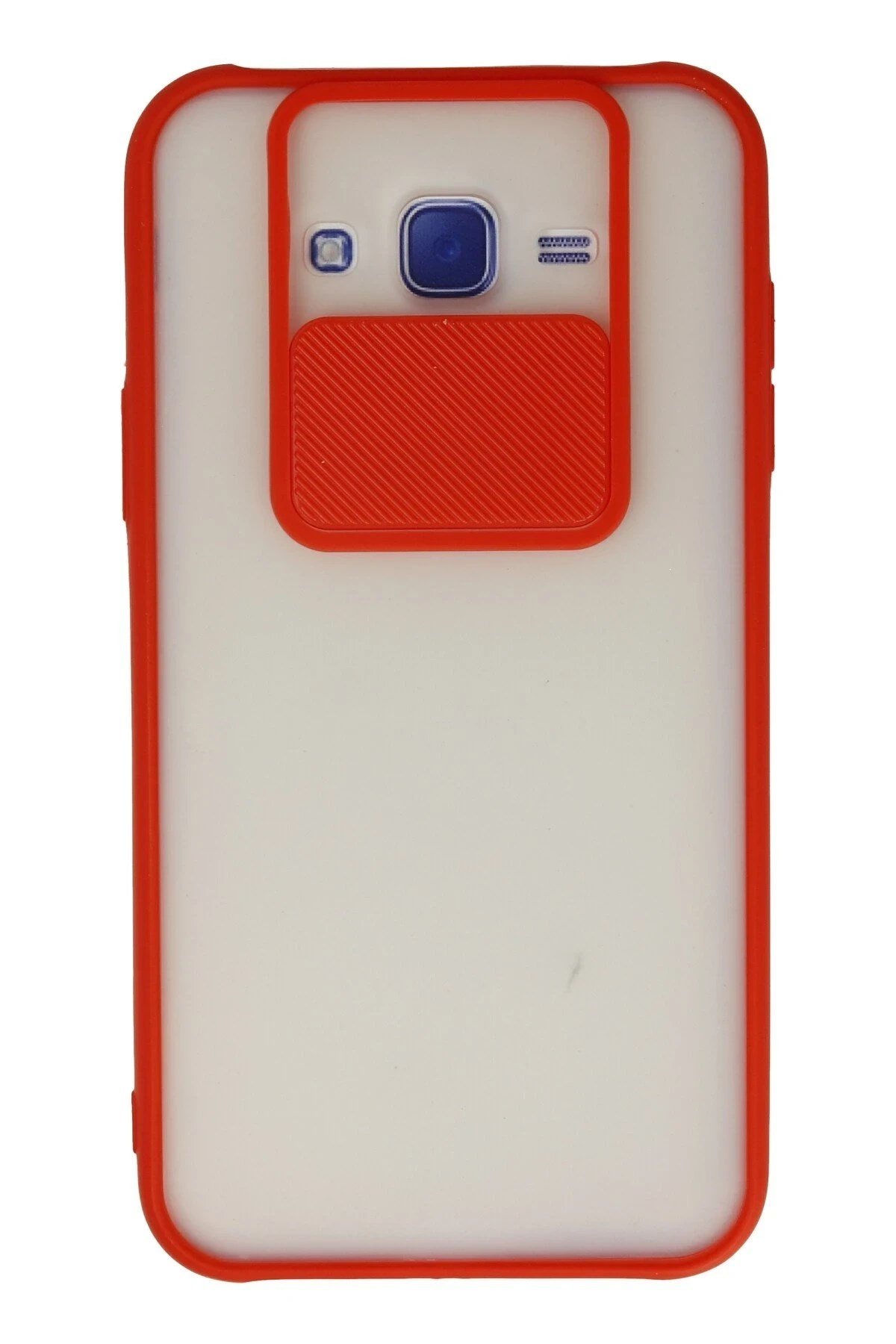 Mey İthalat®  Samsung Galaxy J7 Kılıf Palm Buzlu Kamera Sürgülü Silikon - Kırmızı