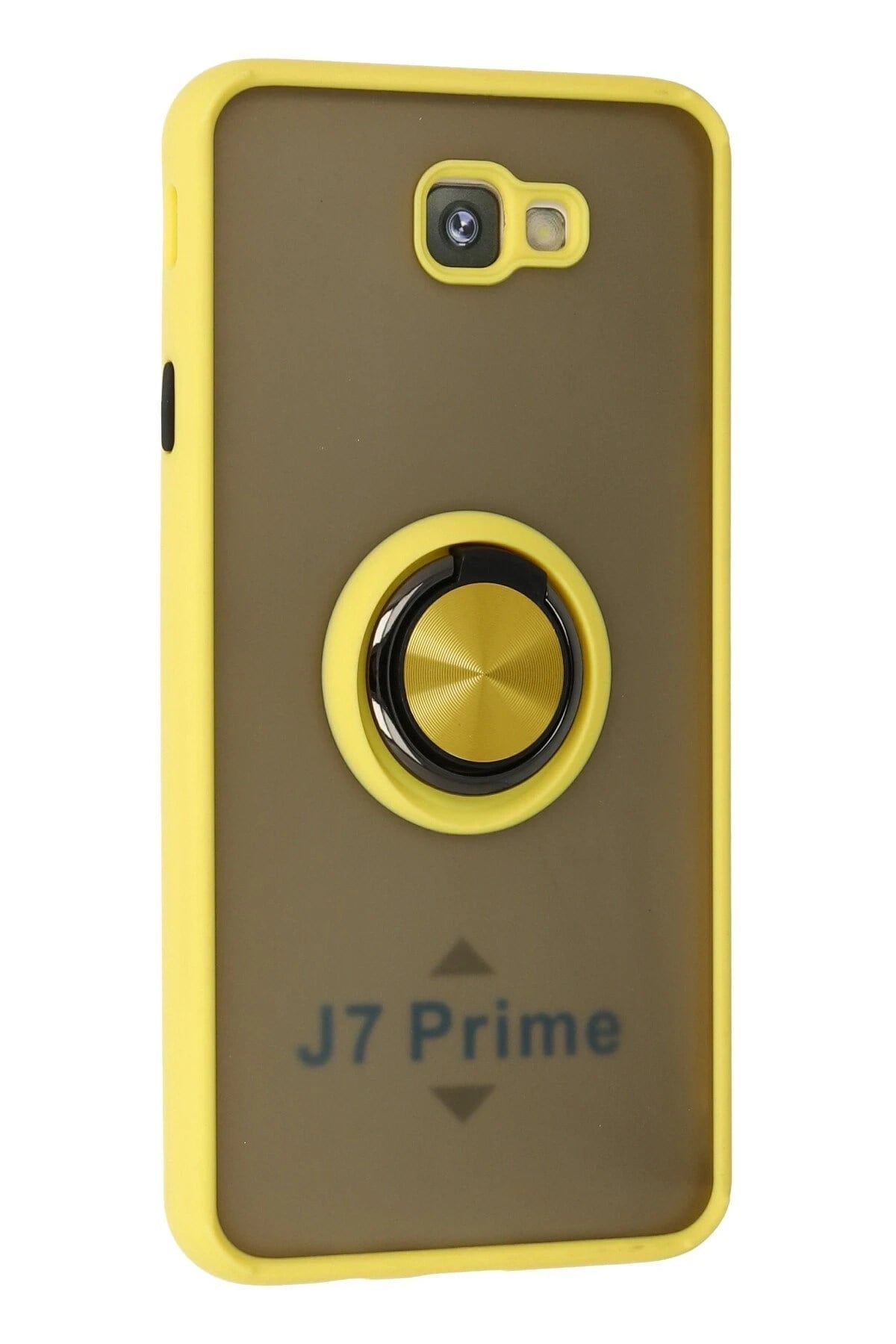Mey İthalat®  Samsung Galaxy J7 Prime Kılıf Montreal Yüzüklü Silikon Kapak - Sarı