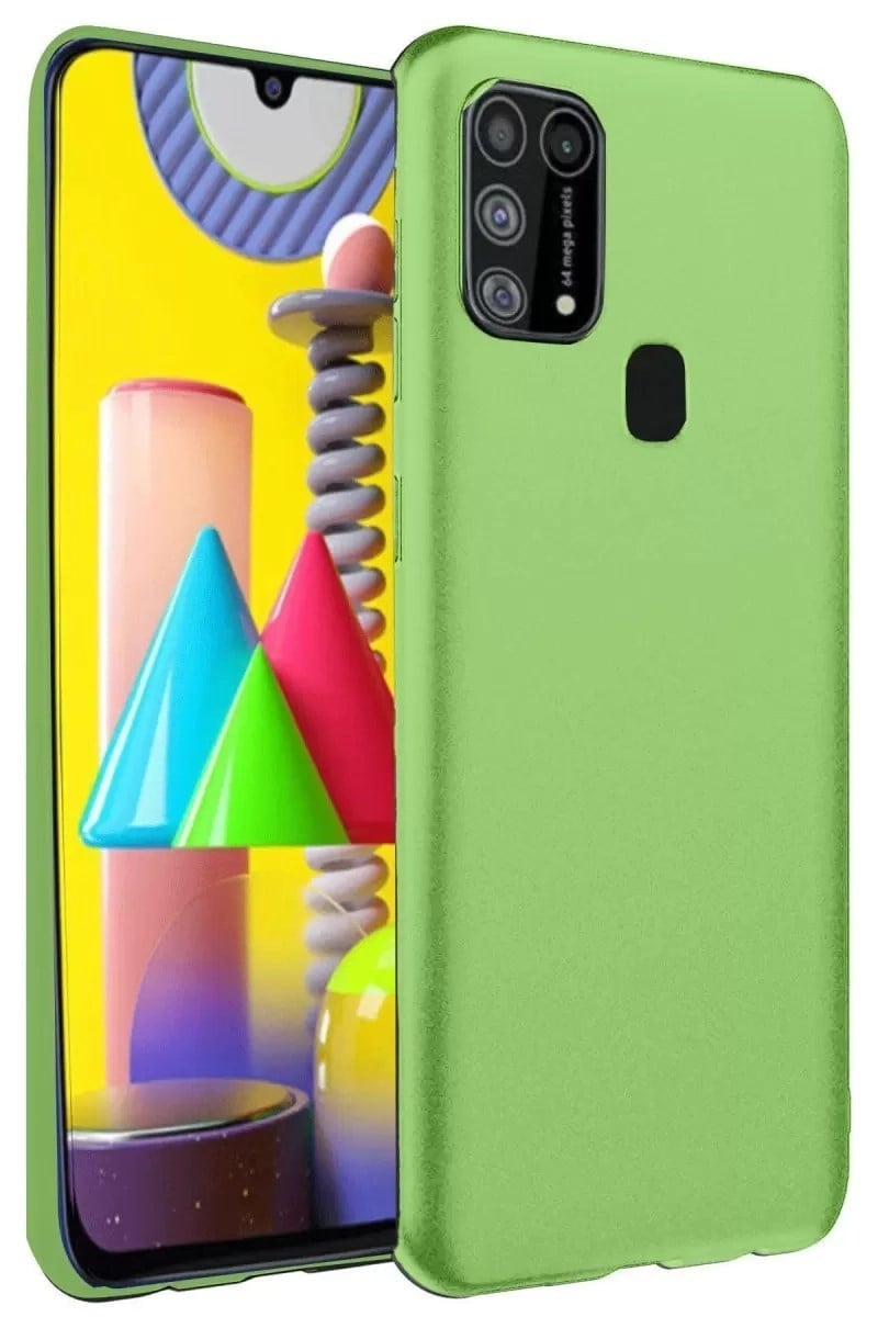 Mey İthalat®  Samsung Galaxy M31 Kılıf Nano içi Kadife Silikon - Yeşil