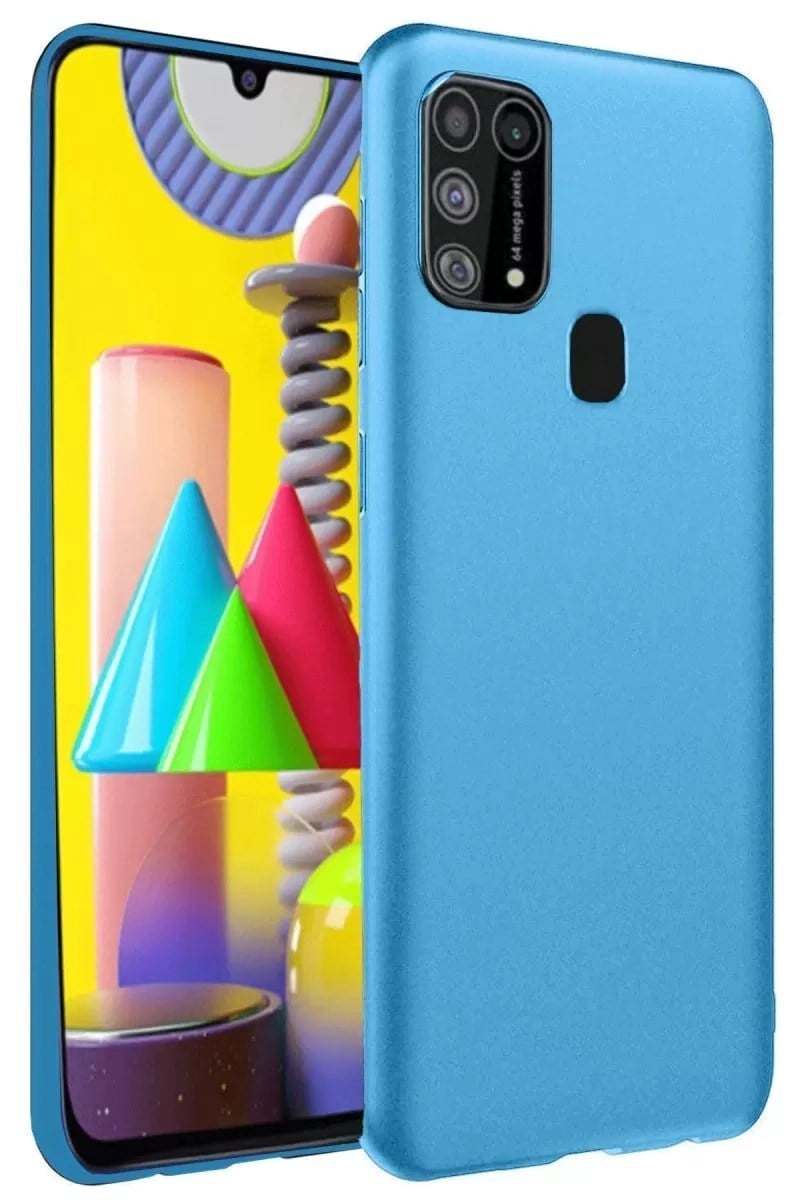 Mey İthalat®  Samsung Galaxy M31 Kılıf Nano içi Kadife Silikon - Mavi