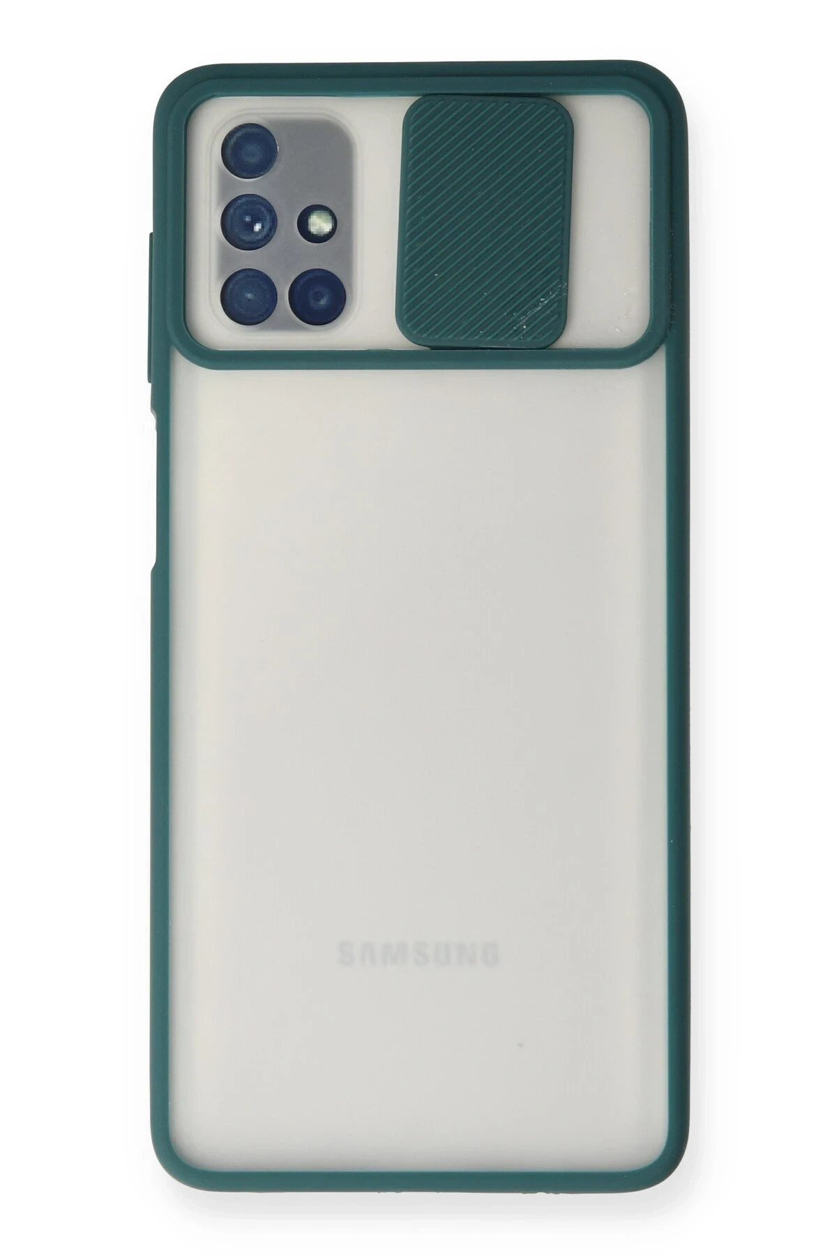 Mey İthalat®  Samsung Galaxy M51 Kılıf Palm Buzlu Kamera Sürgülü Silikon - Yeşil