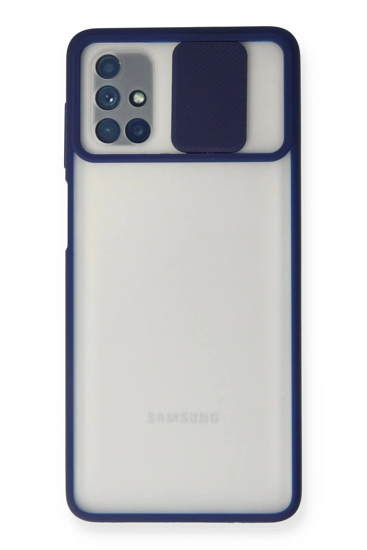 Mey İthalat®  Samsung Galaxy M51 Kılıf Palm Buzlu Kamera Sürgülü Silikon - Lacivert
