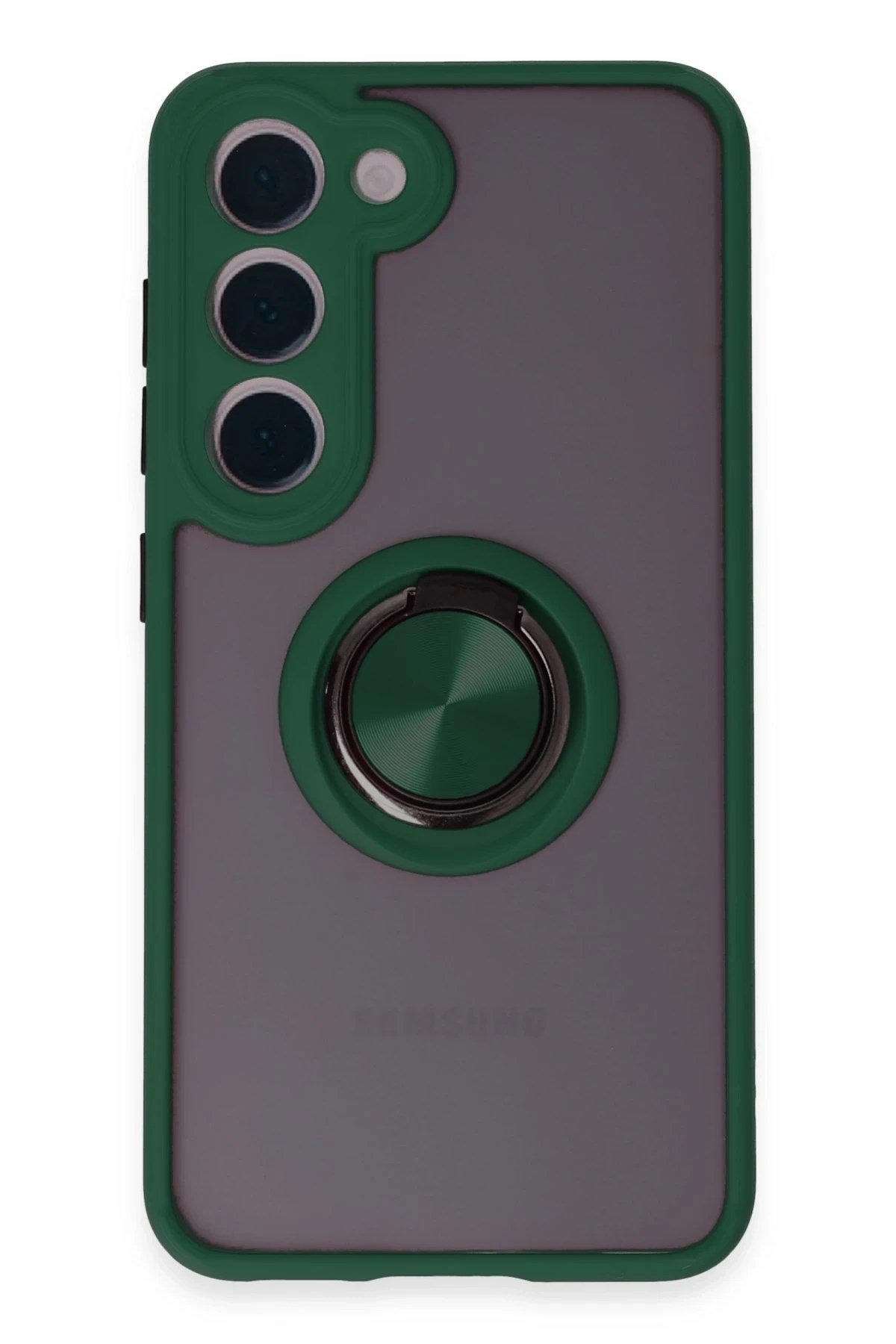 Mey İthalat®  Samsung Galaxy S23 Kılıf Montreal Yüzüklü Silikon Kapak - Yeşil