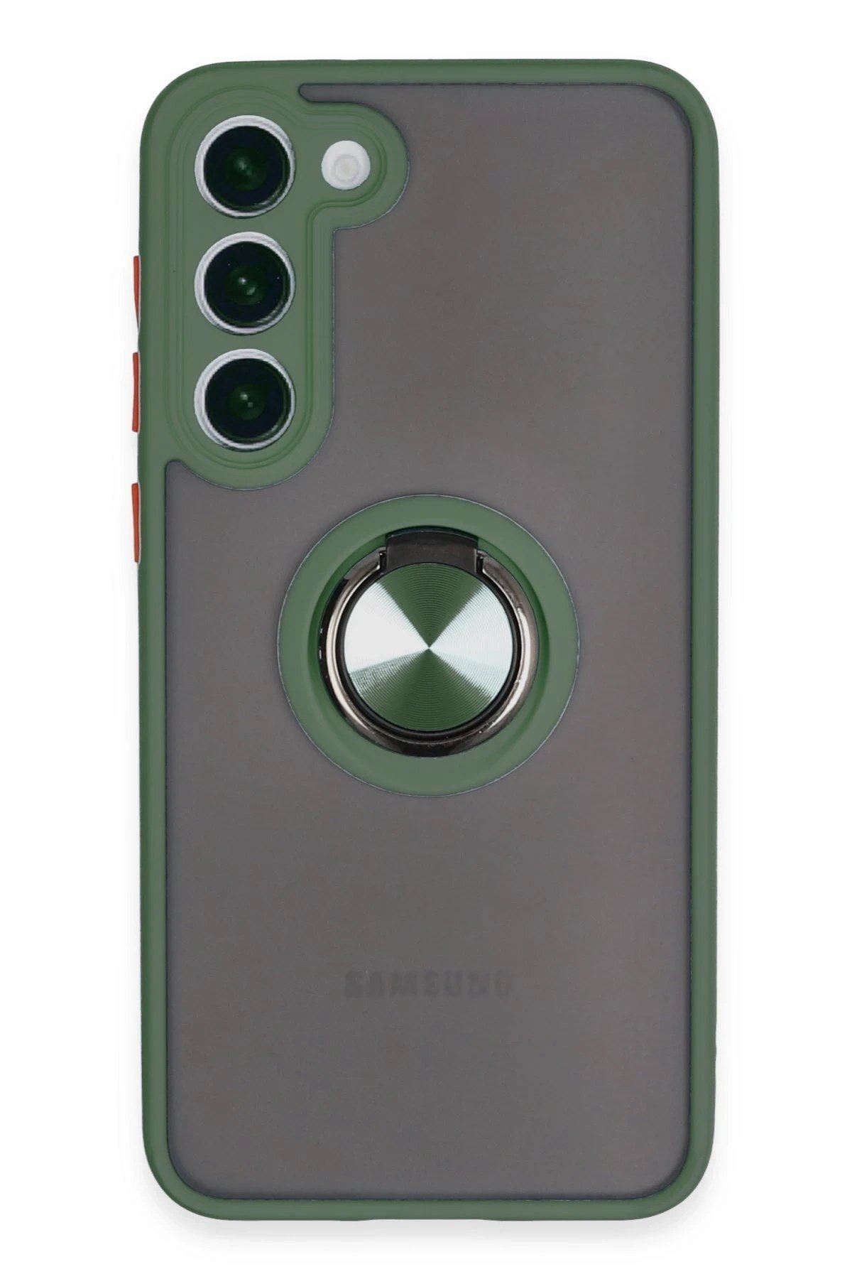Mey İthalat®  Samsung Galaxy S23 Plus Kılıf Montreal Yüzüklü Silikon Kapak - Yeşil