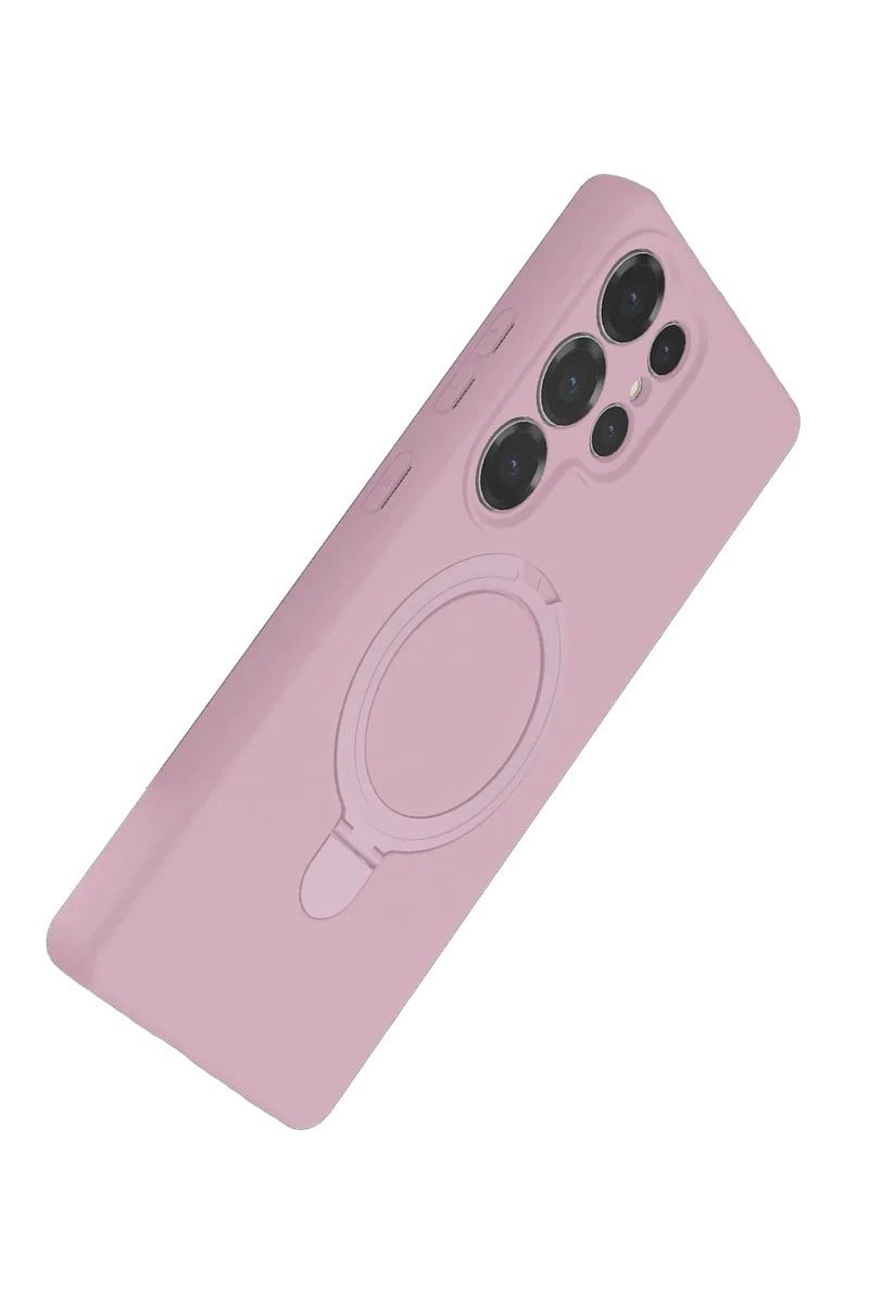 Mey İthalat®  Samsung Galaxy S23 Ultra Regal Magsafe Standlı Kapak - Açık Pembe