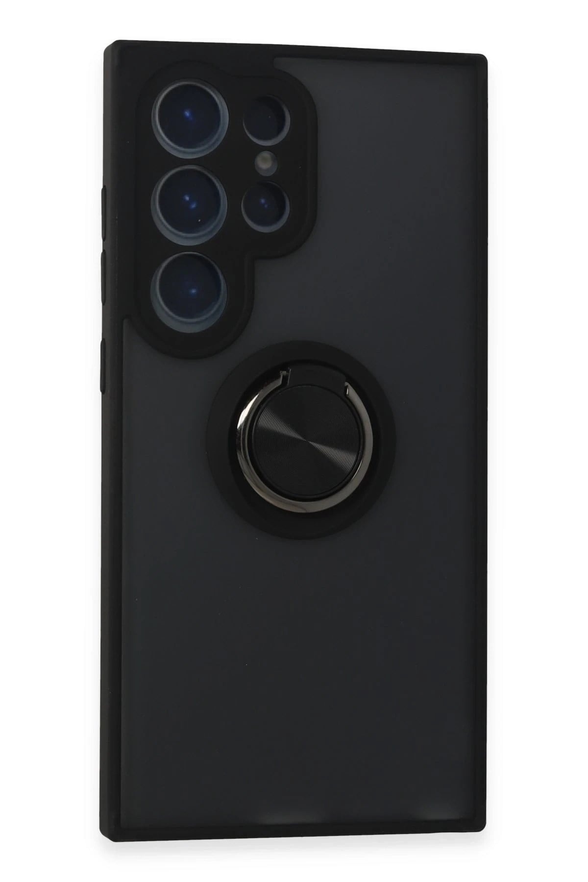 Mey İthalat®  Samsung Galaxy S24 Ultra Kılıf Montreal Yüzüklü Silikon Kapak - Siyah