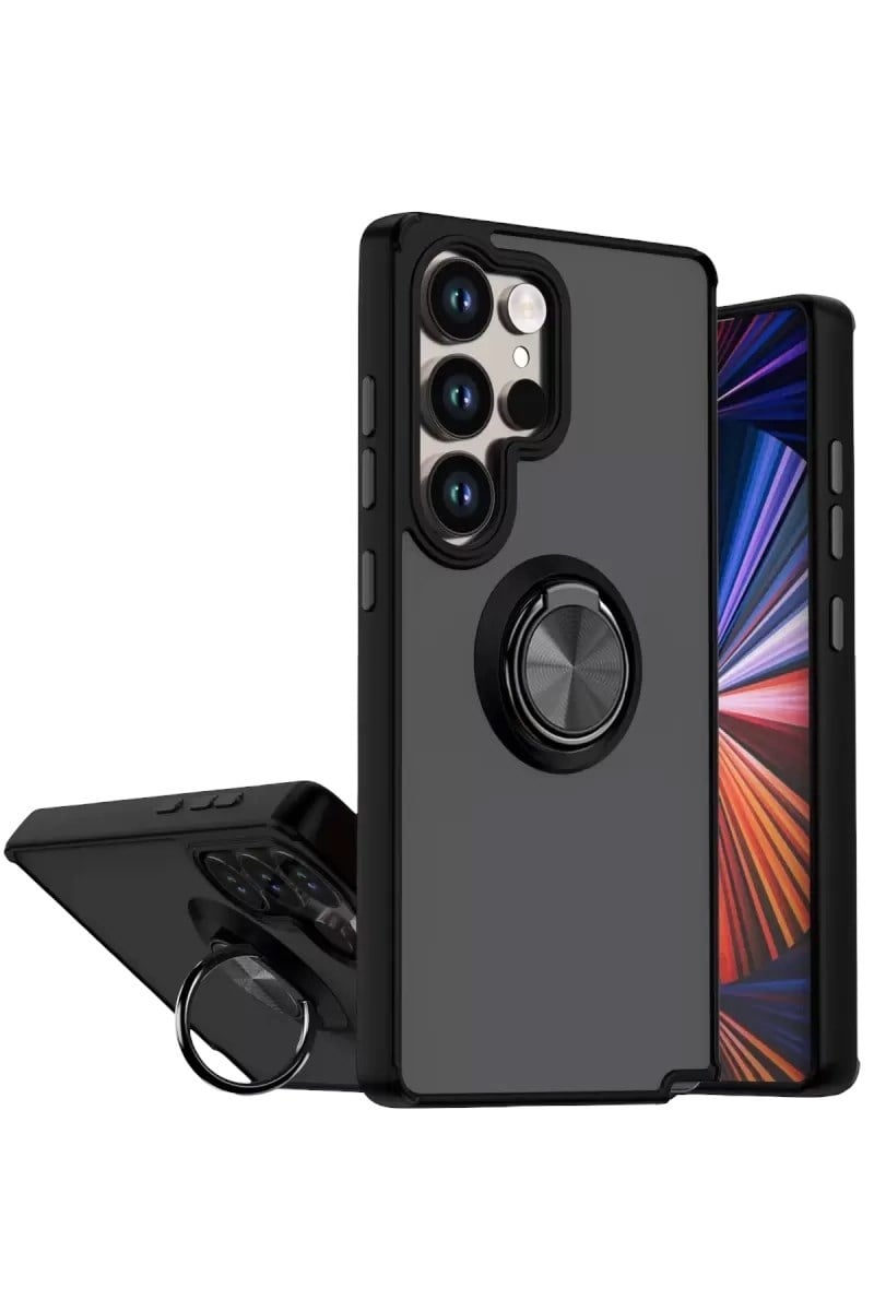 Mey İthalat®  Samsung Galaxy S26 Ultra Montreal Yüzüklü Silikon Kapak - Siyah