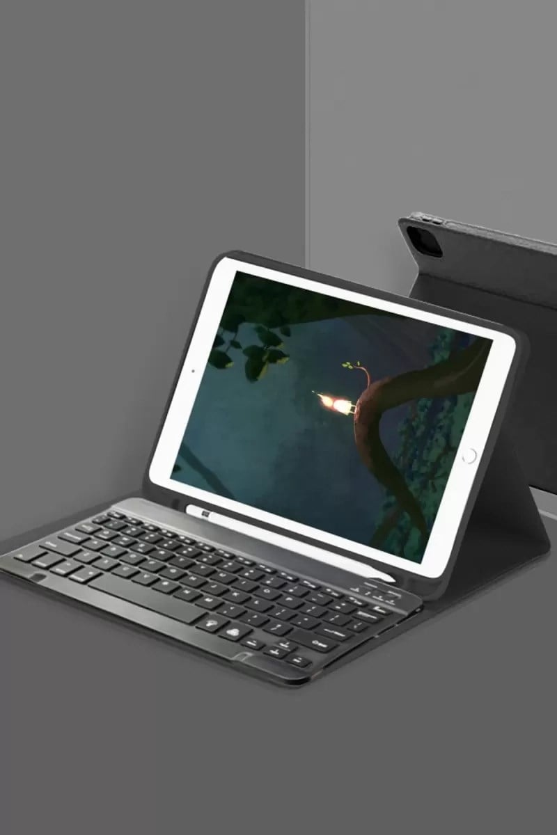 Mey İthalat®  Samsung Galaxy Tab A9 Plus Kılıf KC01 Smart Klavyeli Tablet Kılıfı - Siyah