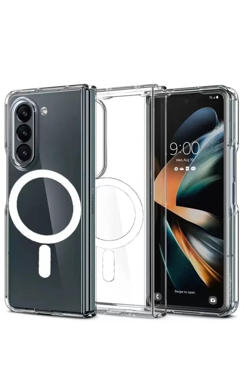 Mey İthalat®  Samsung Galaxy Z Fold 5 Kılıf Magneticsafe Şeffaf Silikon - Şeffaf