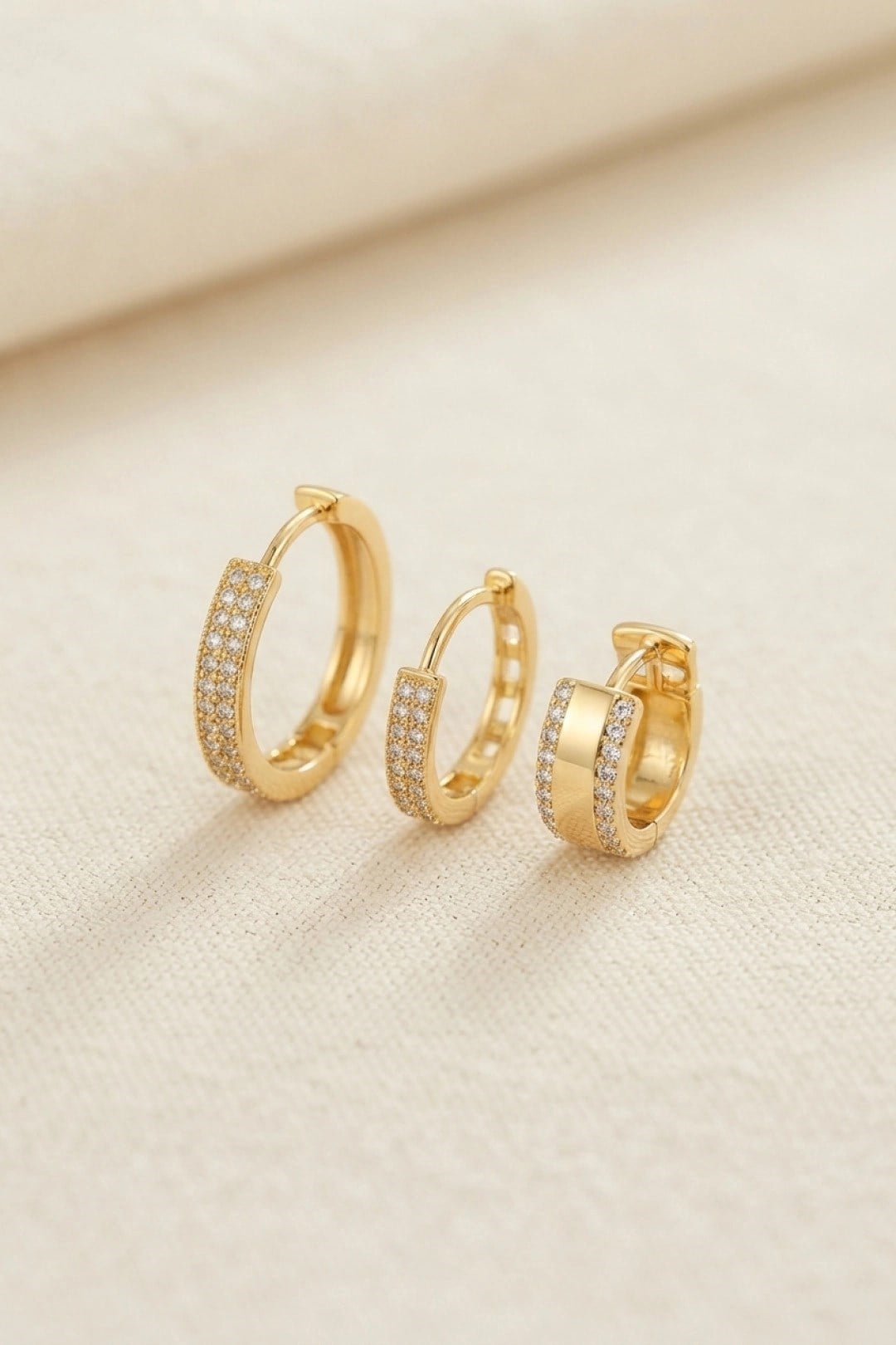 Mey İthalat® 3 lü Set Gold Renk Halka Model Küpe