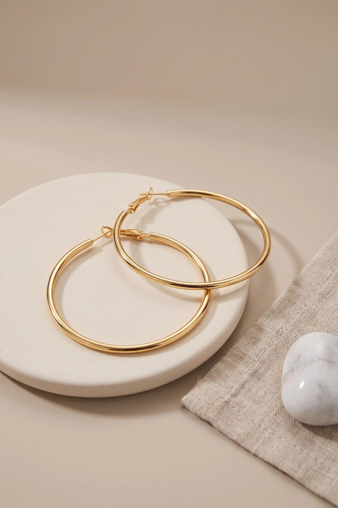 Mey İthalat® 316L Çelik Gold Renk 46 mm Halka Küpe