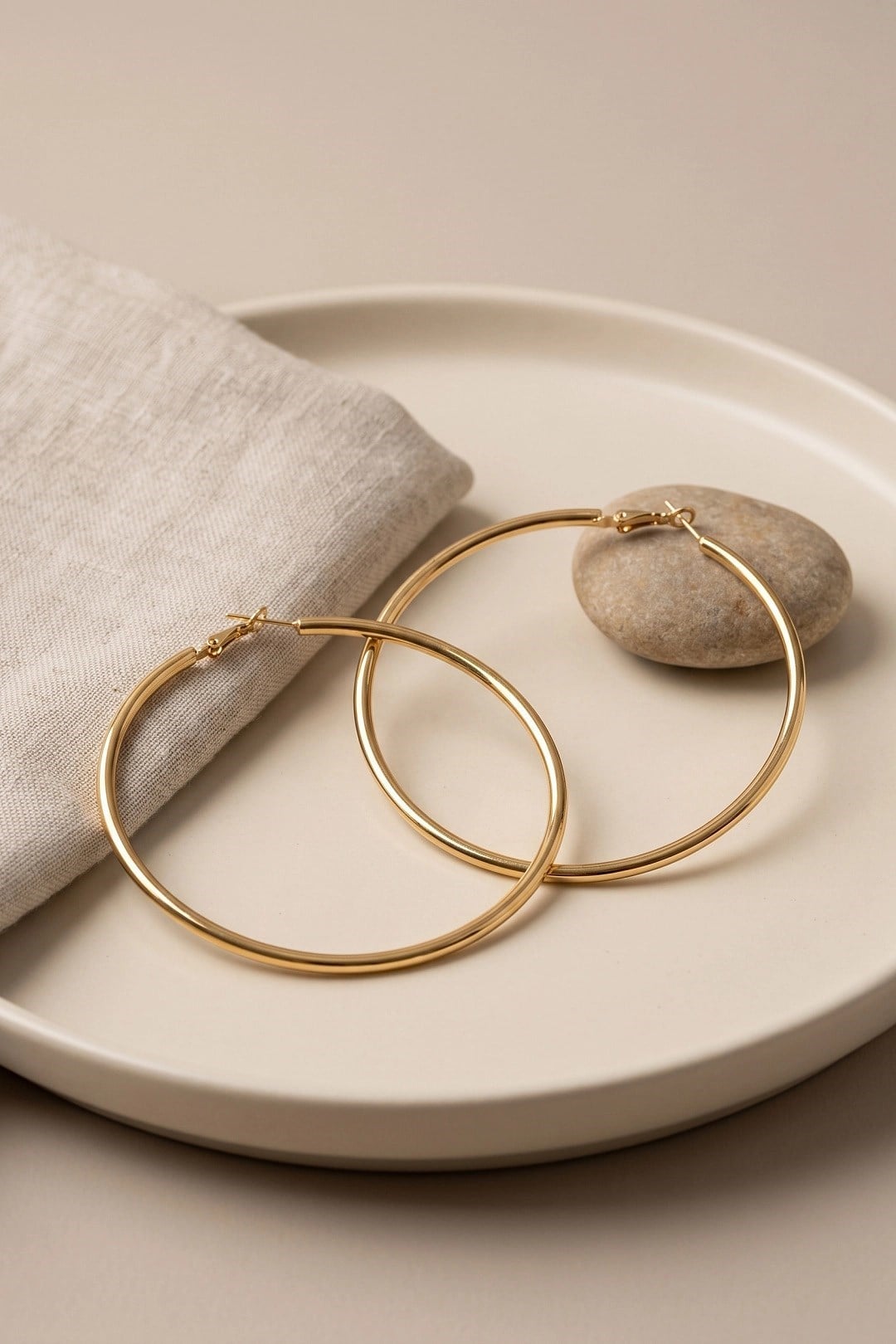 Mey İthalat® 316L Çelik Gold Renk 66 mm Halka Küpe