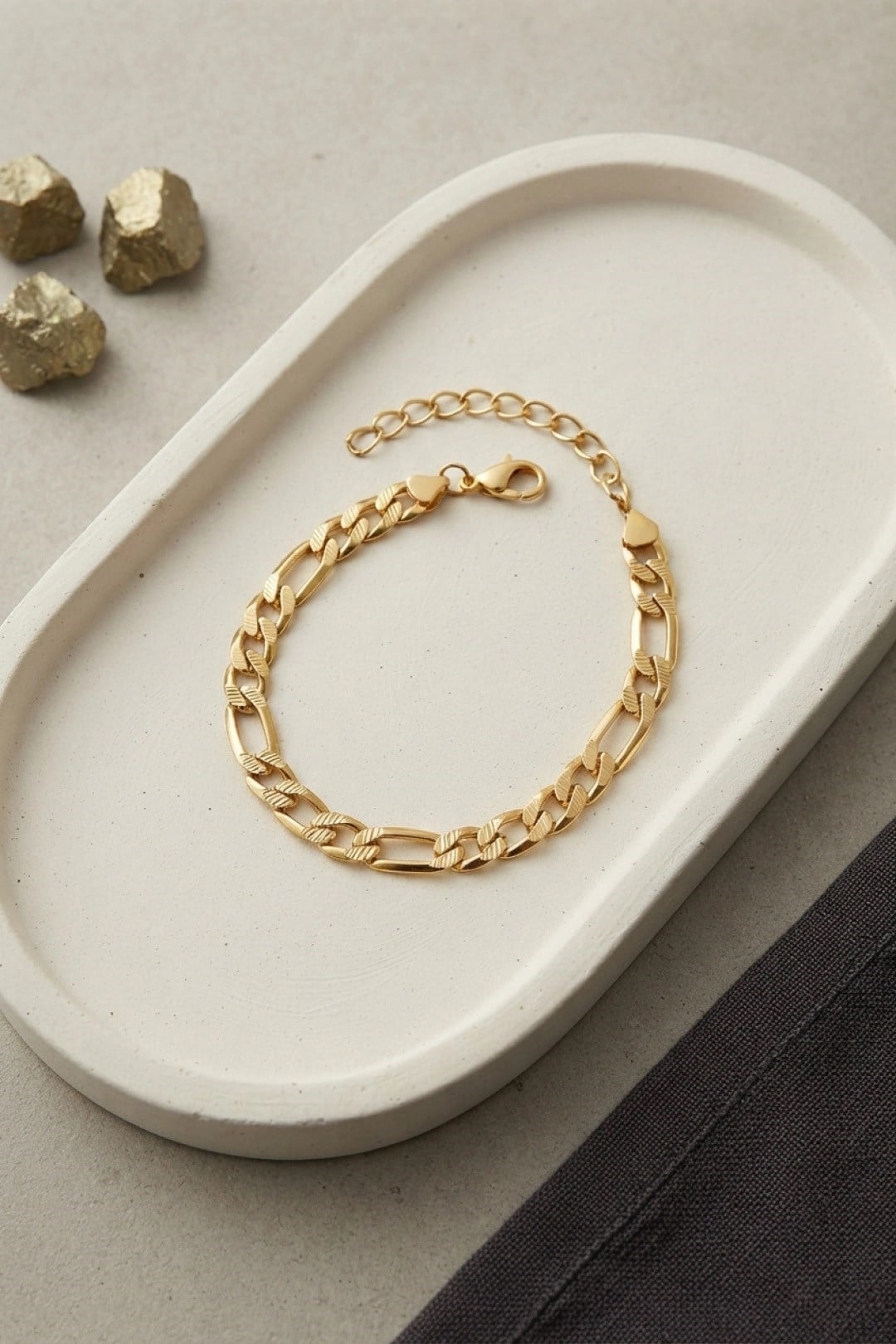 Mey İthalat® 316L Çelik Gold Renk Figaro Zincir Model Erkek Bileklik