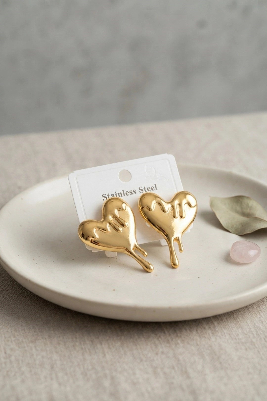 Mey İthalat® 316L Çelik Gold Renk Melting Heart Model Küpe
