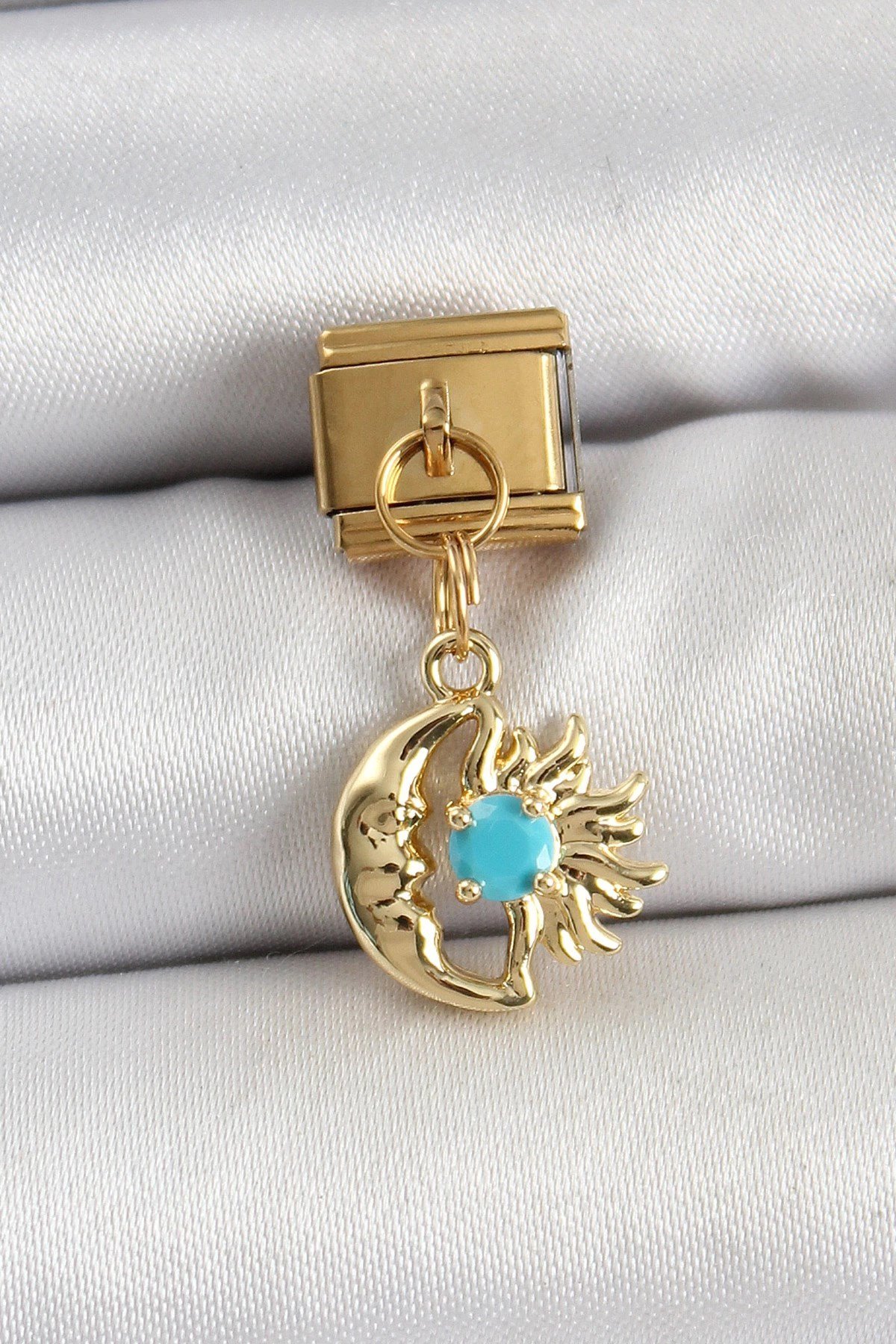 Mey İthalat® 316L Çelik Sallantılı Ay Ve Güneş Model Gold Renk Nomination Charm