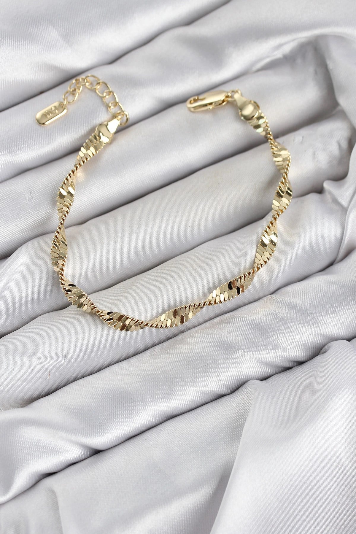 Mey İthalat® CM Burgu İtalyan Zincir Model Gold Renk Pirinç Kadın Bileklik