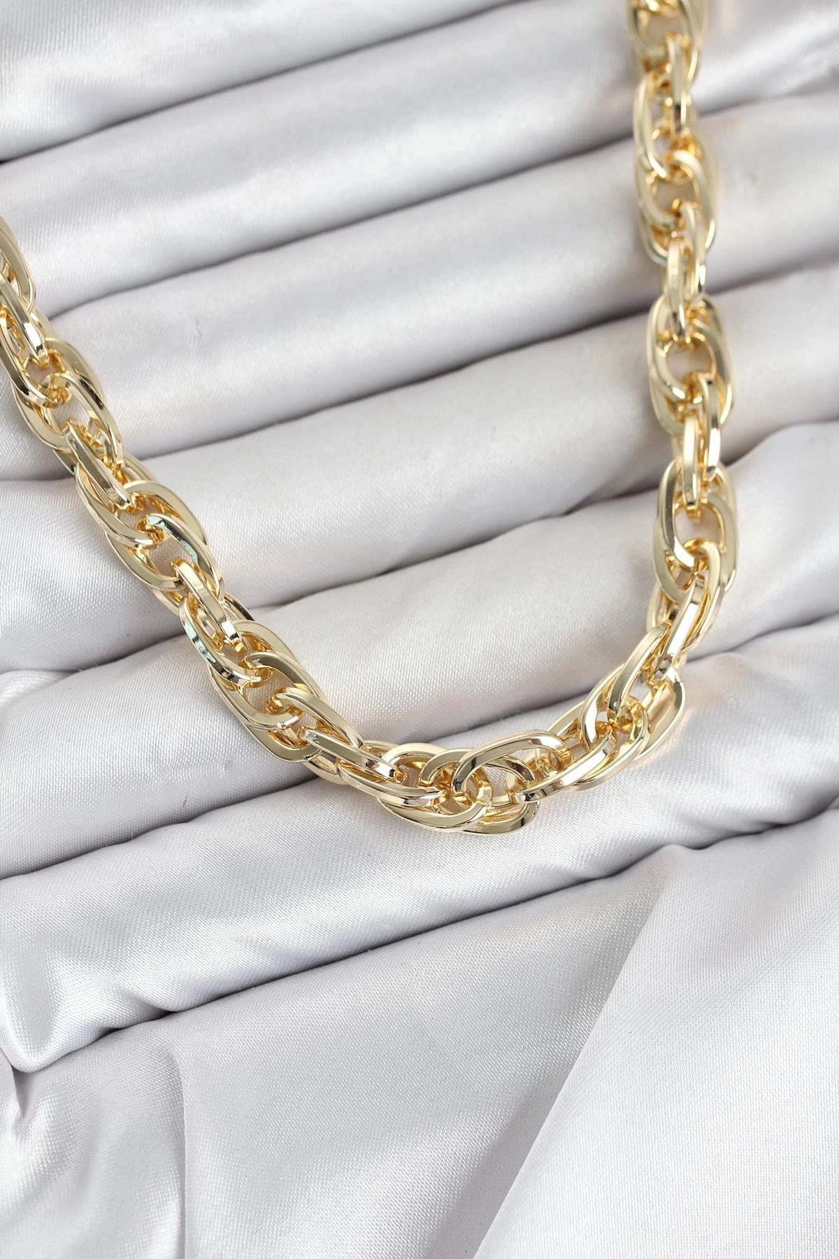 Mey İthalat® CM Kalın Burgu Model Gold Renk 60 cm Kadın Kolye