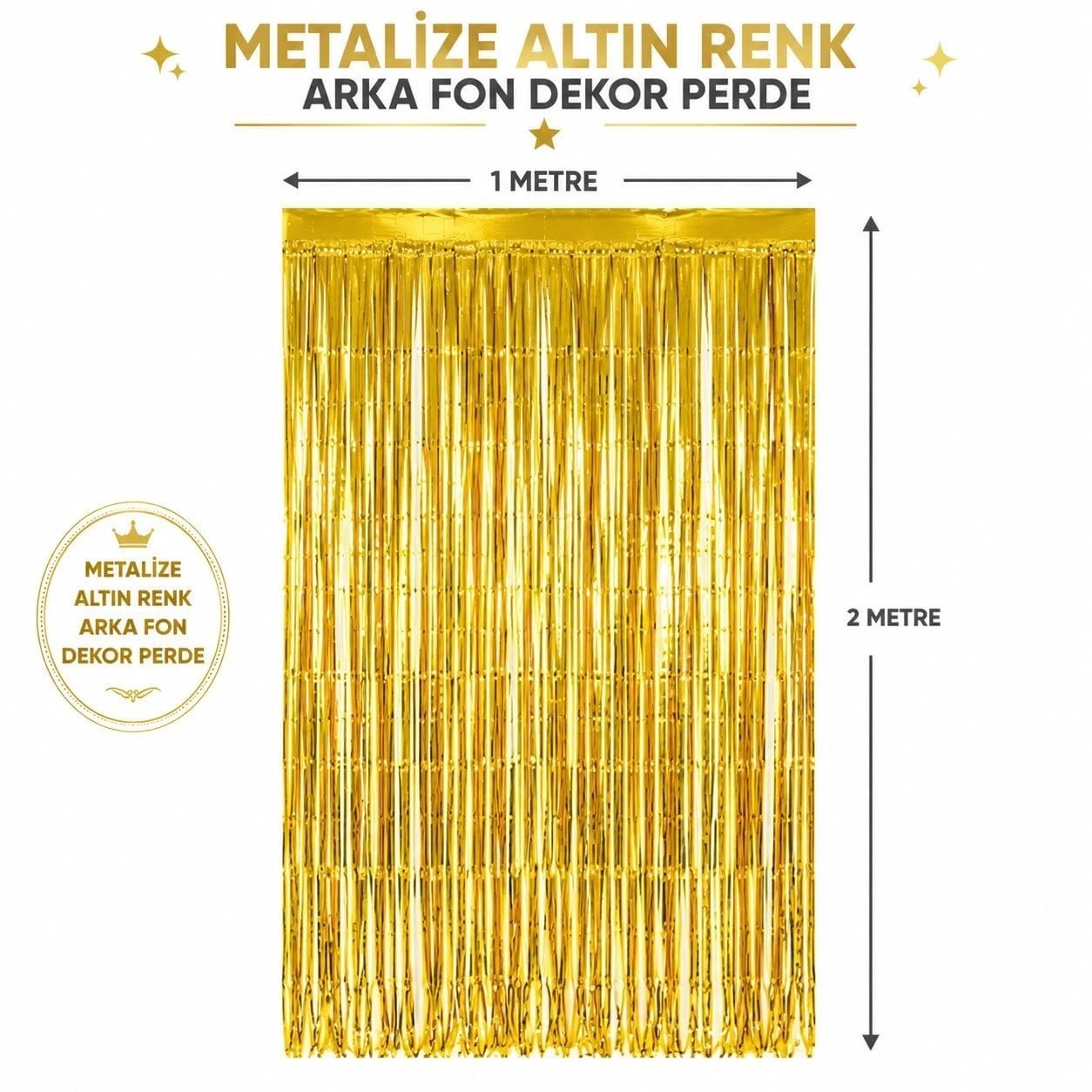 Mey İthalat® Gold Metalize Parti Perdesi 100x200 cm – Kapı ve Arka Fon Perdesi