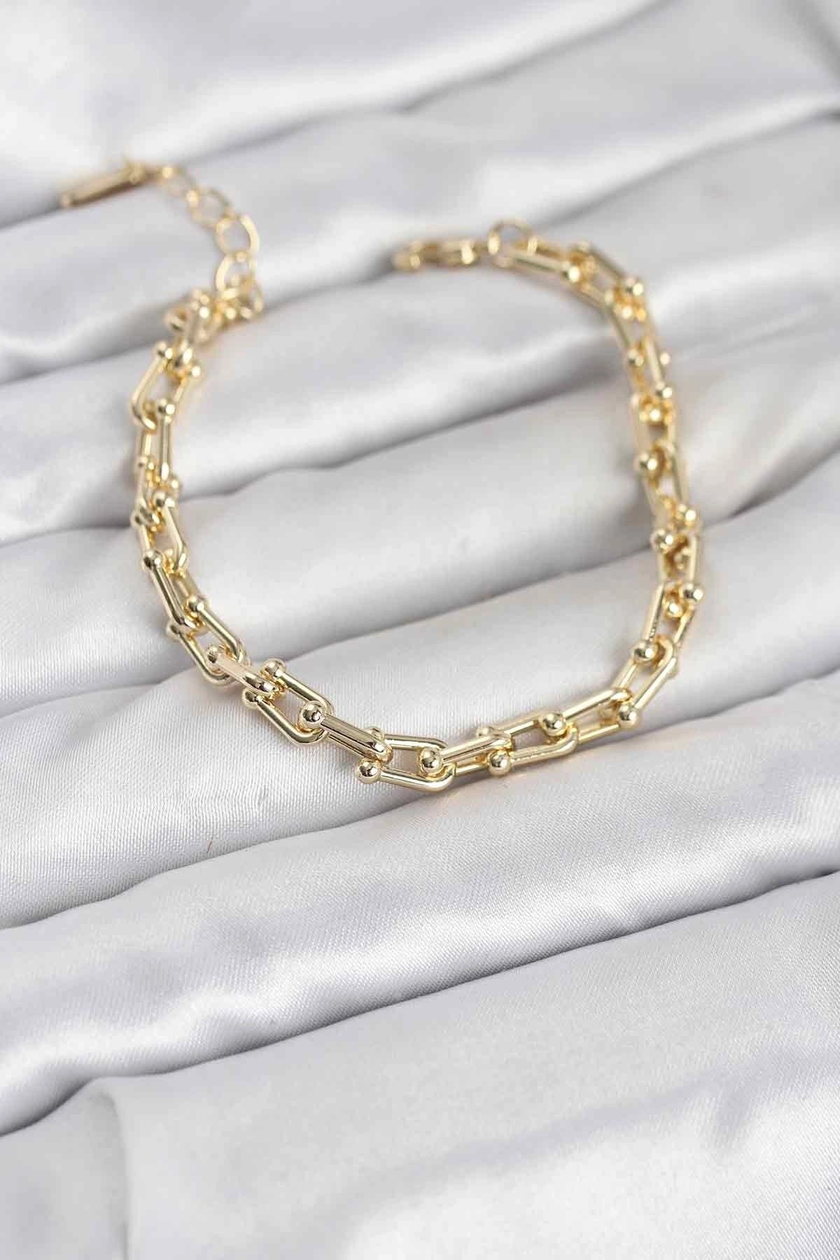 Mey İthalat® Gold Renk Tifani Model Pirinç Kadın Bileklik