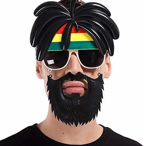 Mey İthalat® Rasta Peruklu Rasta Sakallı Bob Marley Bıyıklı Parti Gözlüğü 27x18 cm